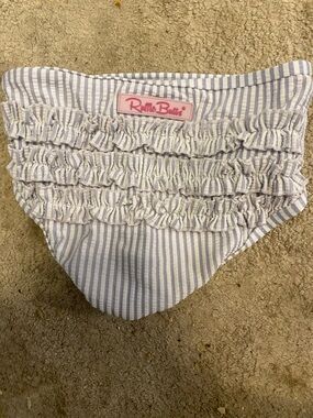 Ruffle Butts Lavender and White Striped Ruffle swim bottoms
